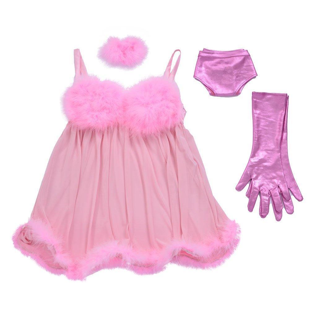 Sexy Pink Fembot Cosplay Costume | Women's Futuristic Robot Outfit with Feather Lingerie-Astricos