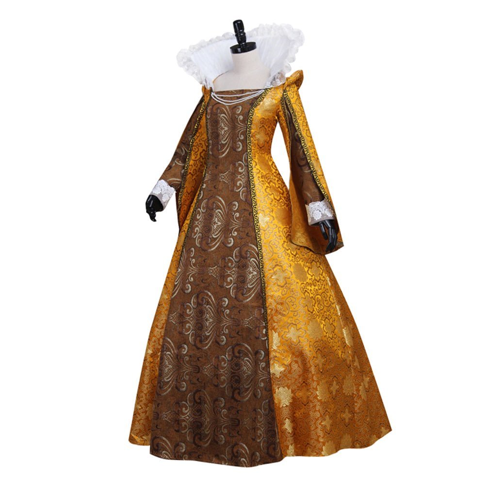 Queen Elizabeth Tudor Cosplay Costume | Medieval Gold Ball Gown Dress for Historical Reenactment-Astricos