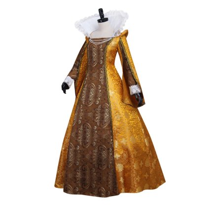 Queen Elizabeth Tudor Cosplay Costume | Medieval Gold Ball Gown Dress for Historical Reenactment-Astricos