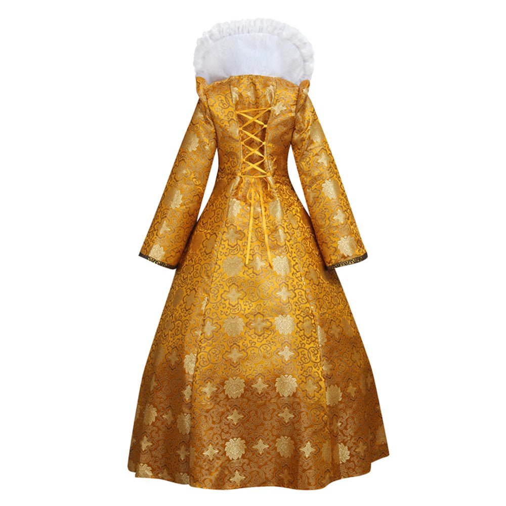Queen Elizabeth Tudor Cosplay Costume | Medieval Gold Ball Gown Dress for Historical Reenactment-Astricos