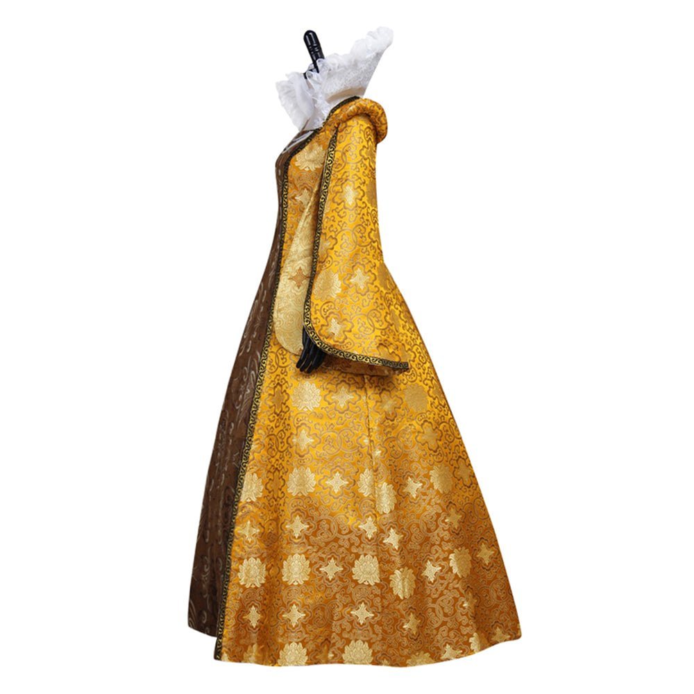 Queen Elizabeth Tudor Cosplay Costume | Medieval Gold Ball Gown Dress for Historical Reenactment-Astricos