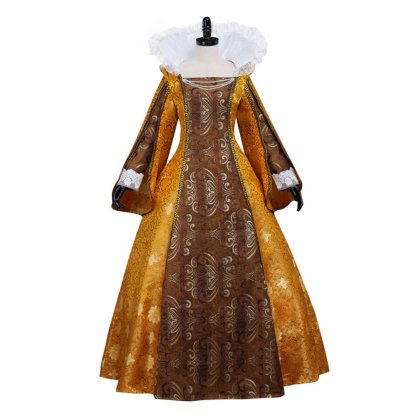 Queen Elizabeth Tudor Cosplay Costume | Medieval Gold Ball Gown Dress for Historical Reenactment-Astricos