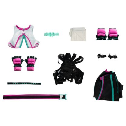 Street Fighter 6 Juri Cosplay Costume - Hollow Bodysuit Vest Pants Set with Gloves Belt - Astricos
