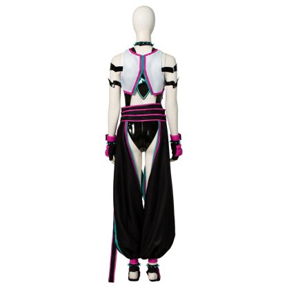 Street Fighter 6 Juri Cosplay Costume - Hollow Bodysuit Vest Pants Set with Gloves Belt - Astricos