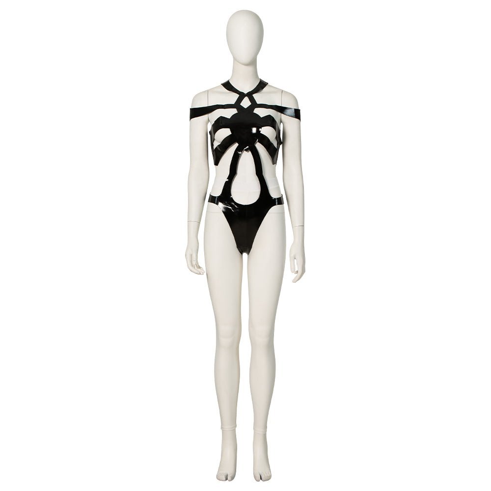 Street Fighter 6 Juri Cosplay Costume - Hollow Bodysuit Vest Pants Set with Gloves Belt - Astricos
