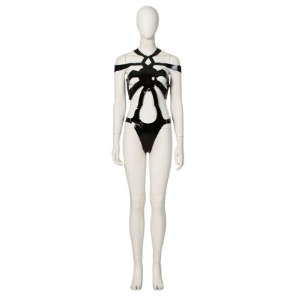 Street Fighter 6 Juri Cosplay Costume - Hollow Bodysuit Vest Pants Set with Gloves Belt - Astricos