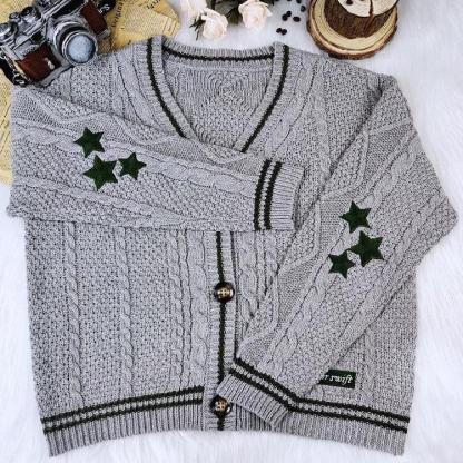 Taylor Swift Inspired Knit Wool Cardigan | Cozy Christmas Sweater for Women | Astricos-Astricos