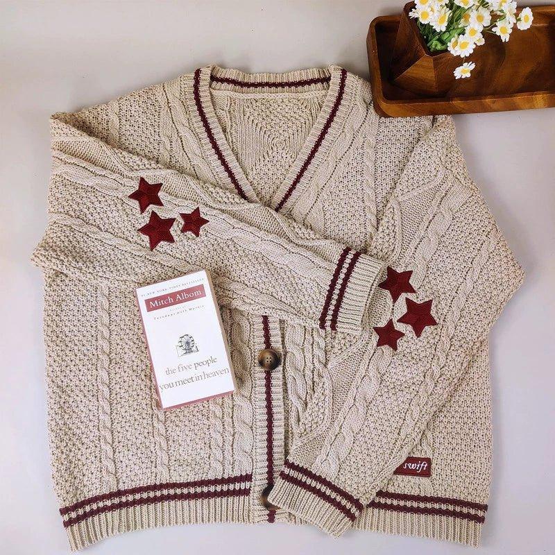 Taylor Swift Inspired Knit Wool Cardigan | Cozy Christmas Sweater for Women | Astricos-Astricos