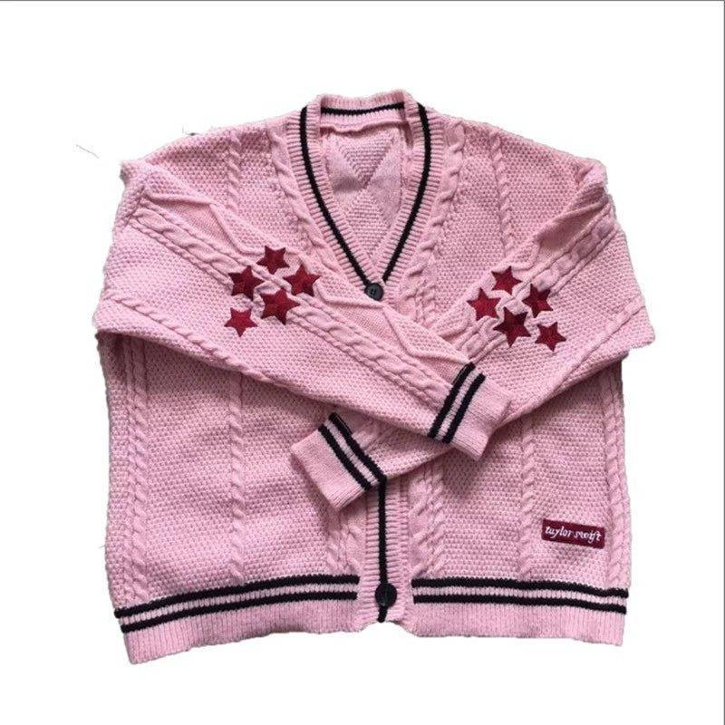 Taylor Swift Inspired Knit Wool Cardigan | Cozy Christmas Sweater for Women | Astricos-Astricos