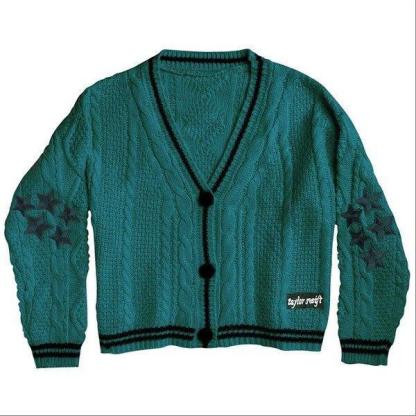 Taylor Swift Inspired Knit Wool Cardigan | Cozy Christmas Sweater for Women | Astricos-Astricos