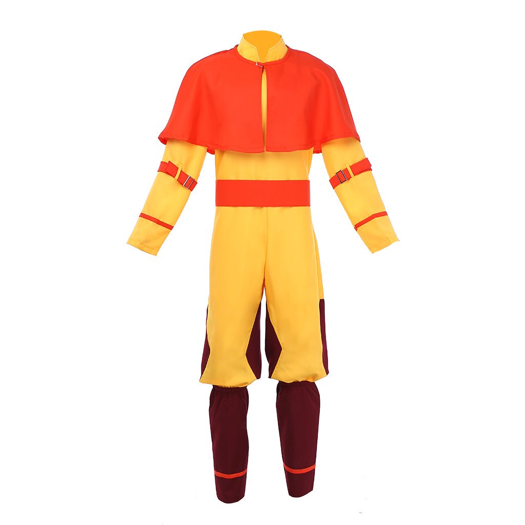 Avatar Aang Cosplay Costume - Yellow Suit with Red Cloak | Astricos-Astricos