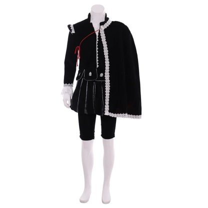 Tudor King Medieval Costume - Elizabethan Black Gown with Cape | Renaissance Cosplay Outfit-Astricos