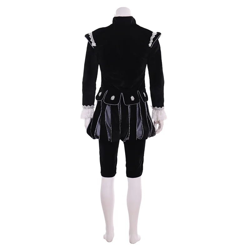 Tudor King Medieval Costume - Elizabethan Black Gown with Cape | Renaissance Cosplay Outfit-Astricos