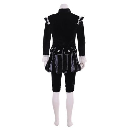Tudor King Medieval Costume - Elizabethan Black Gown with Cape | Renaissance Cosplay Outfit-Astricos