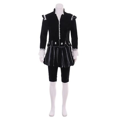 Tudor King Medieval Costume - Elizabethan Black Gown with Cape | Renaissance Cosplay Outfit-Astricos