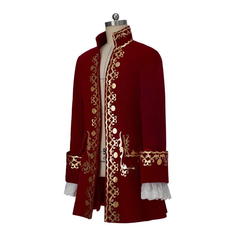 Tudor King Prince Rococo Costume - Red Velvet Colonial Noble Regent Uniform | Astricos Custom Cosplay-Astricos