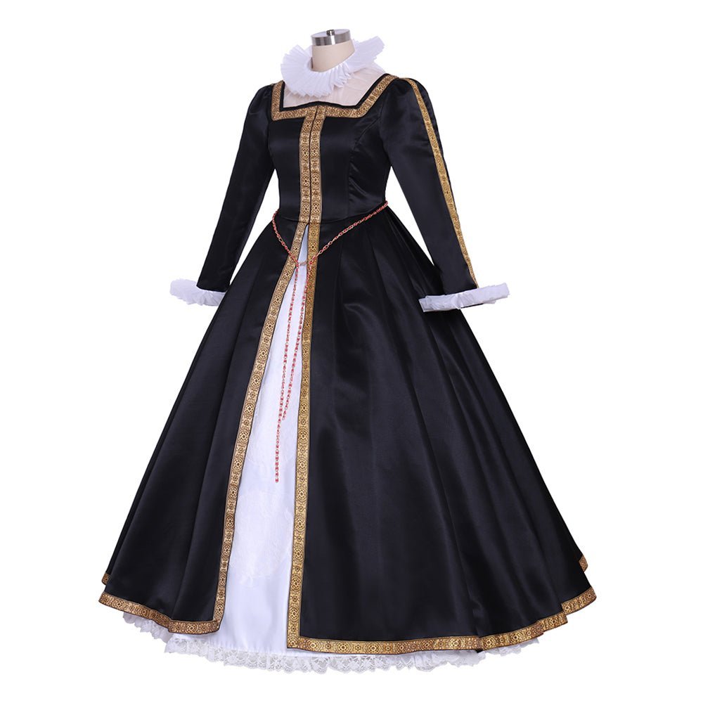 Queen Elizabeth I Tudor Ball Gown Cosplay Costume | Black & White Historical Dress-Astricos