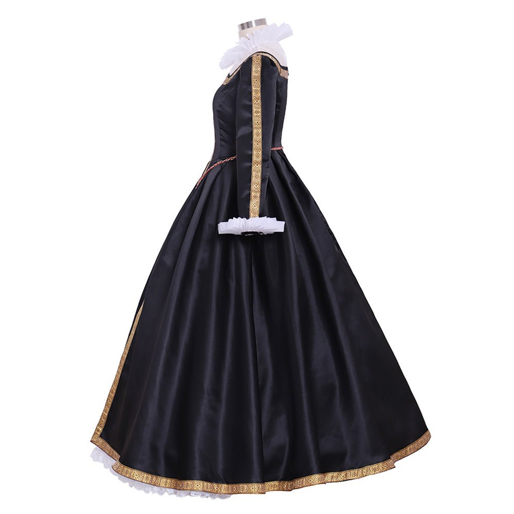 Queen Elizabeth I Tudor Ball Gown Cosplay Costume | Black & White Historical Dress-Astricos