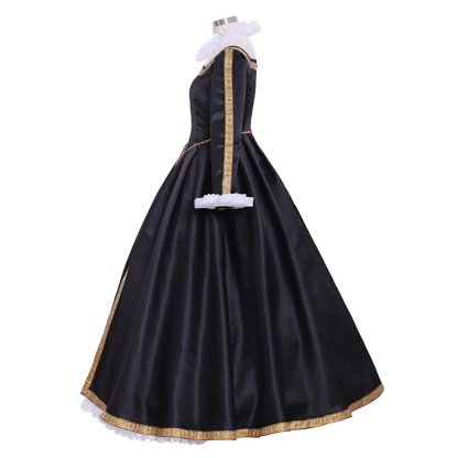 Queen Elizabeth I Tudor Ball Gown Cosplay Costume | Black & White Historical Dress-Astricos