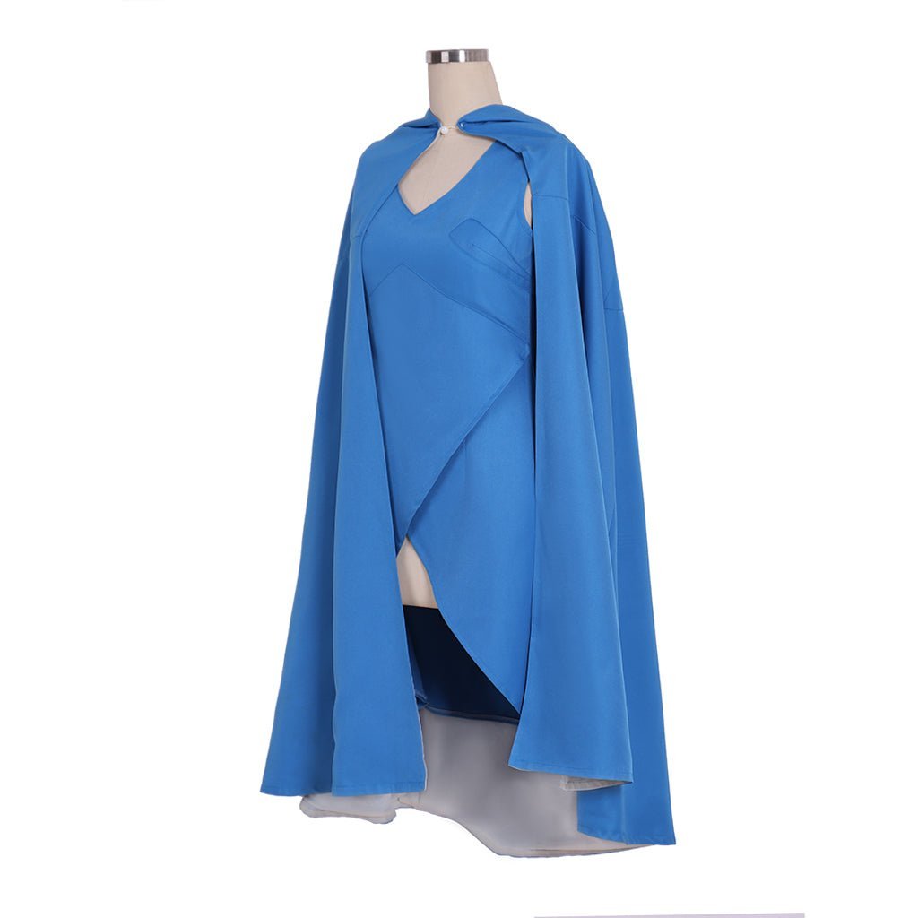 Daenerys Targaryen Blue Dress Cosplay Costume with Cape - Authentic TV Series Outfit for Women-Astricos