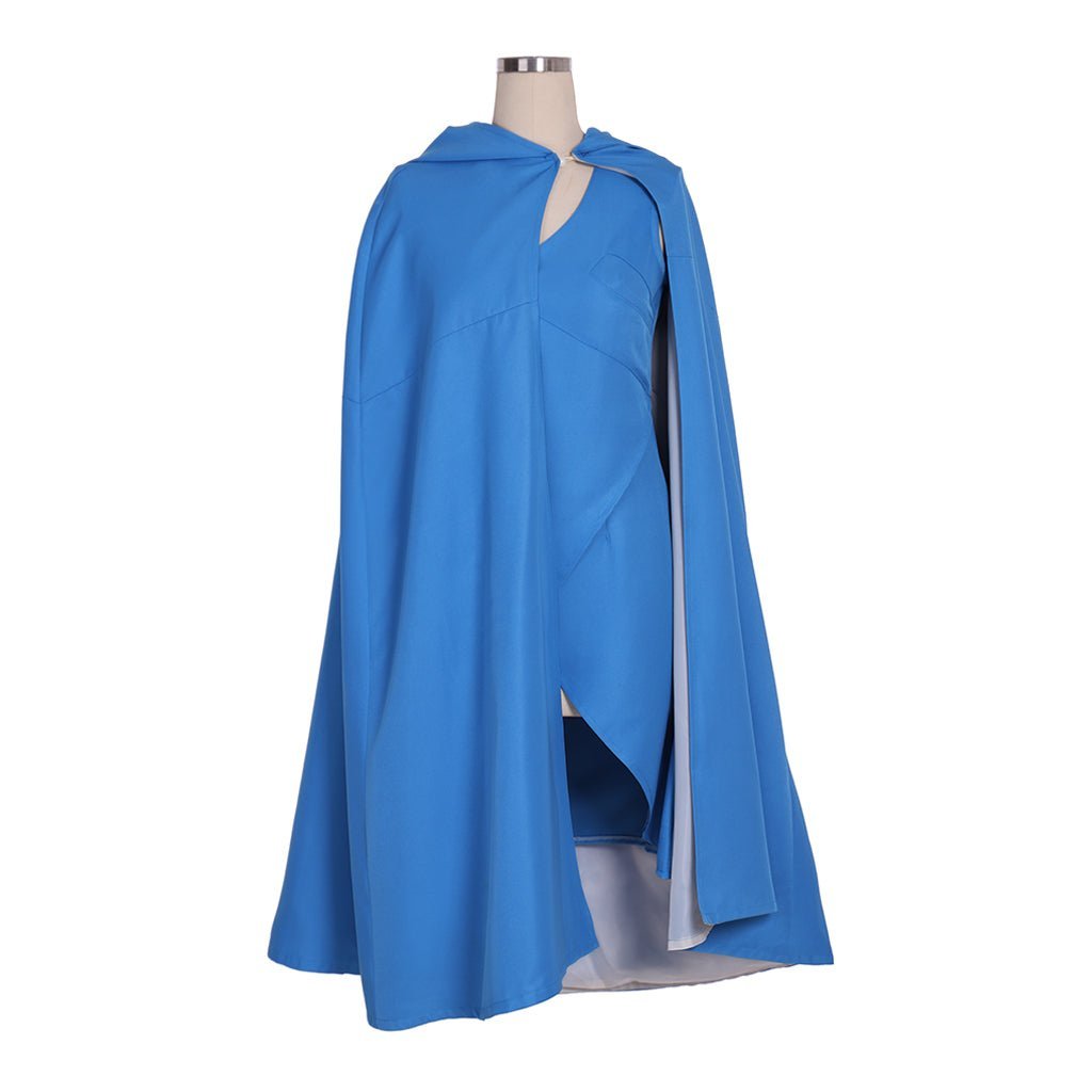 Daenerys Targaryen Blue Dress Cosplay Costume with Cape - Authentic TV Series Outfit for Women-Astricos