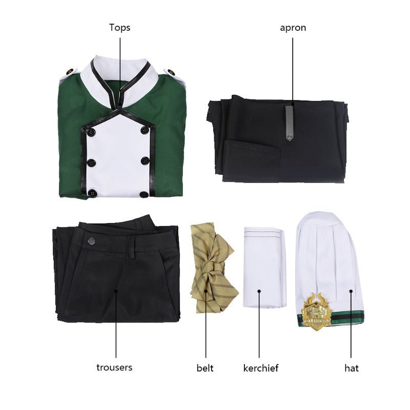 Twisted Wonderland NRC Chef Silver Riddle Cosplay Costume Set - Customized Outfit-Astricos