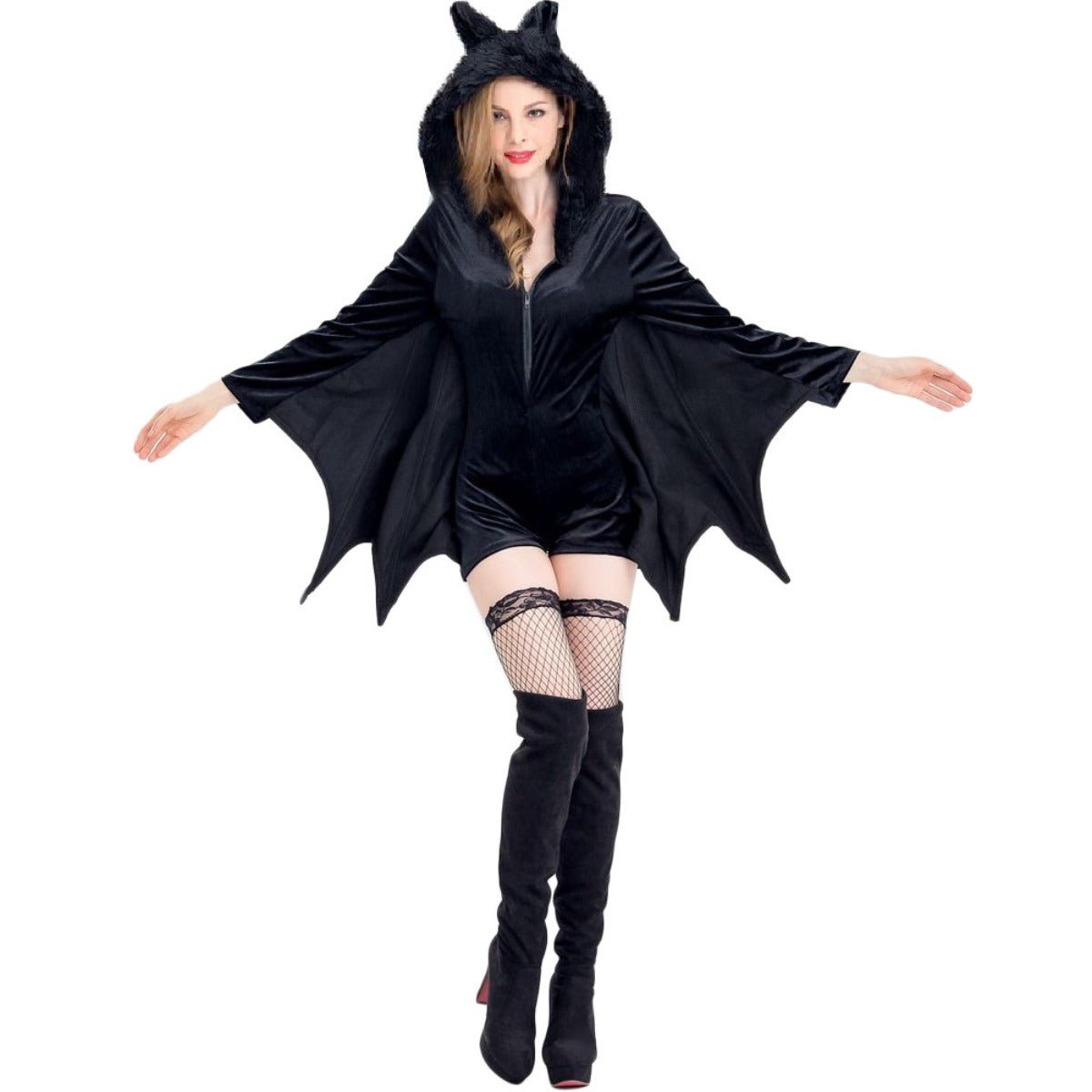 Vampire Gothic Bat Costume for Adults - Halloween Witch Batman Cosplay Plus Size Party Outfit - Astricos