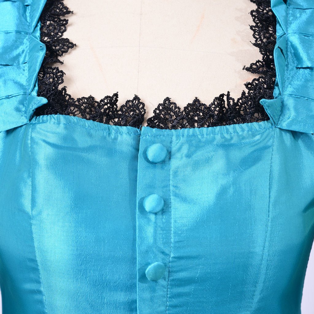 Victorian 1860s Blue Bustle Ball Gown - British Aristocratic Walking Dress | Astricos-Astricos