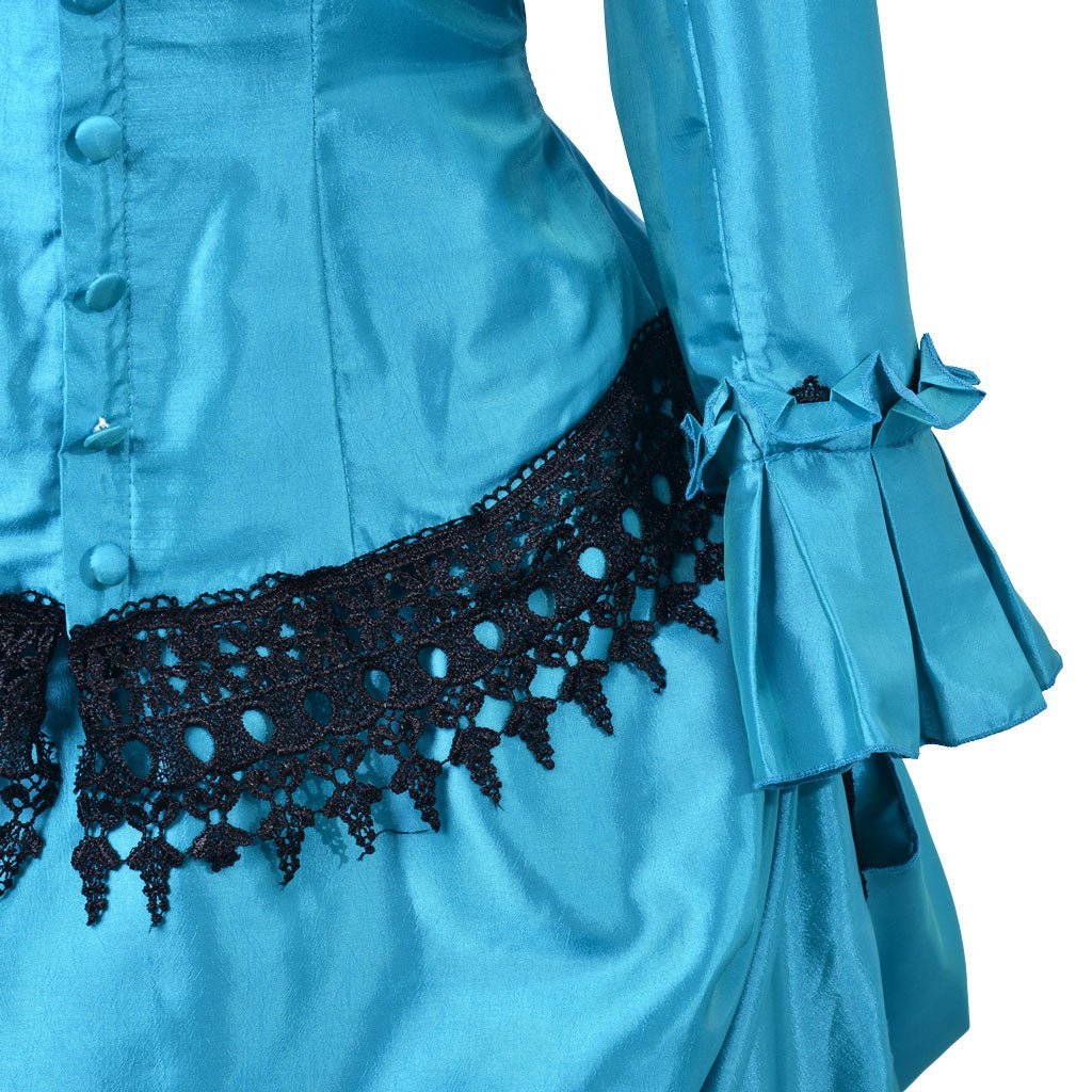 Victorian 1860s Blue Bustle Ball Gown - British Aristocratic Walking Dress | Astricos-Astricos
