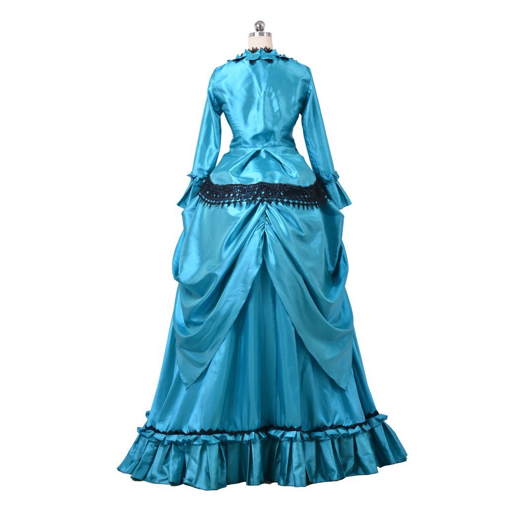 Victorian 1860s Blue Bustle Ball Gown - British Aristocratic Walking Dress | Astricos-Astricos