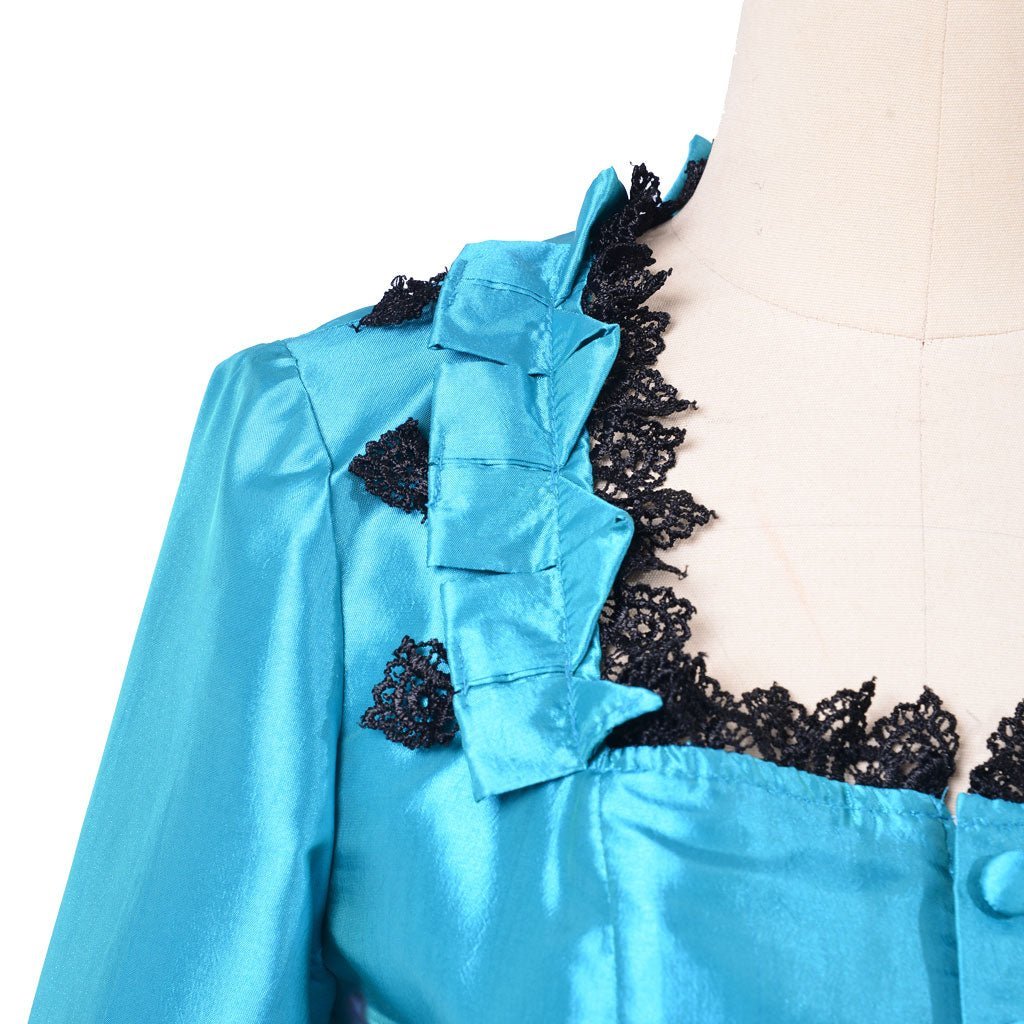 Victorian 1860s Blue Bustle Ball Gown - British Aristocratic Walking Dress | Astricos-Astricos