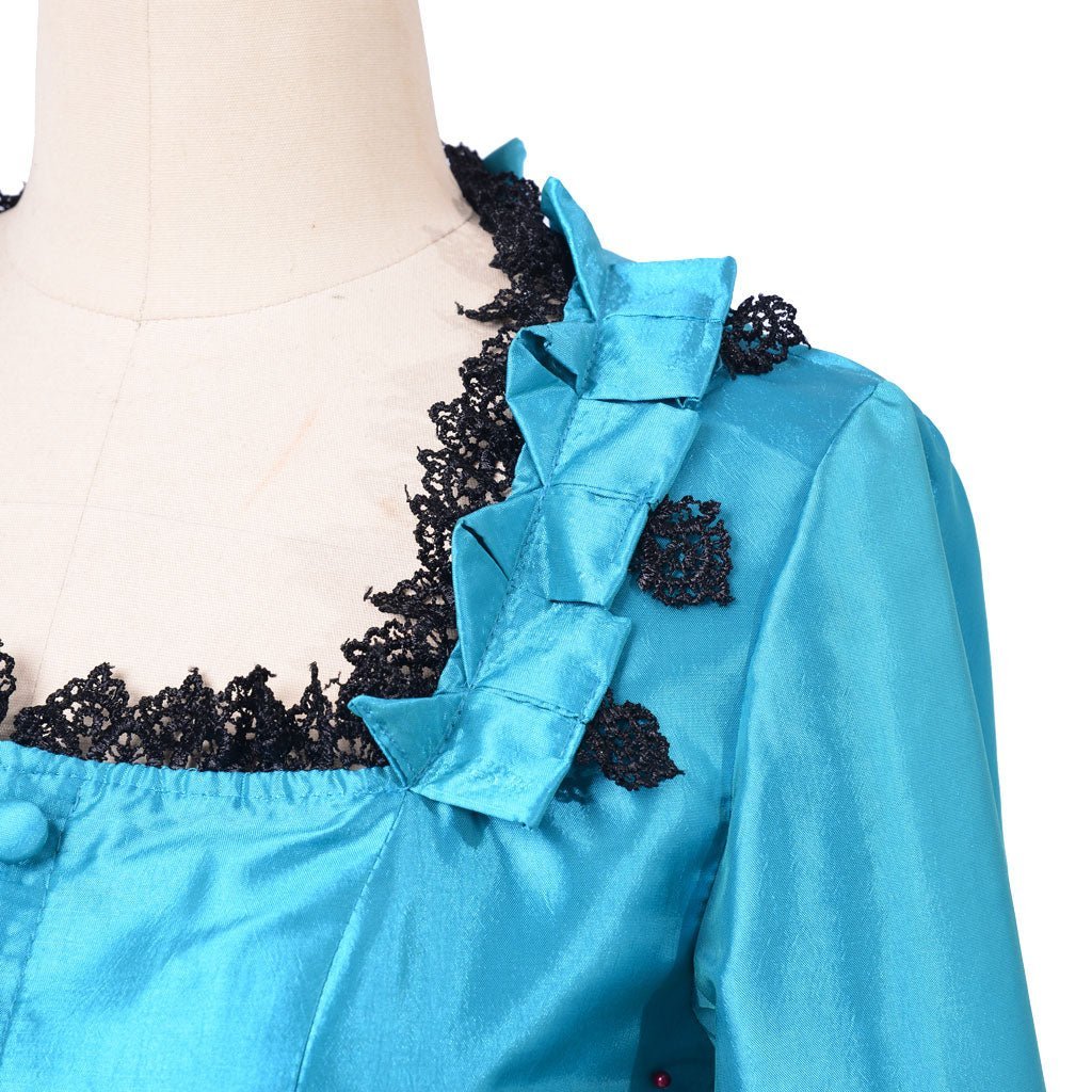 Victorian 1860s Blue Bustle Ball Gown - British Aristocratic Walking Dress | Astricos-Astricos