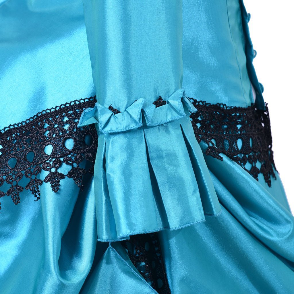 Victorian 1860s Blue Bustle Ball Gown - British Aristocratic Walking Dress | Astricos-Astricos