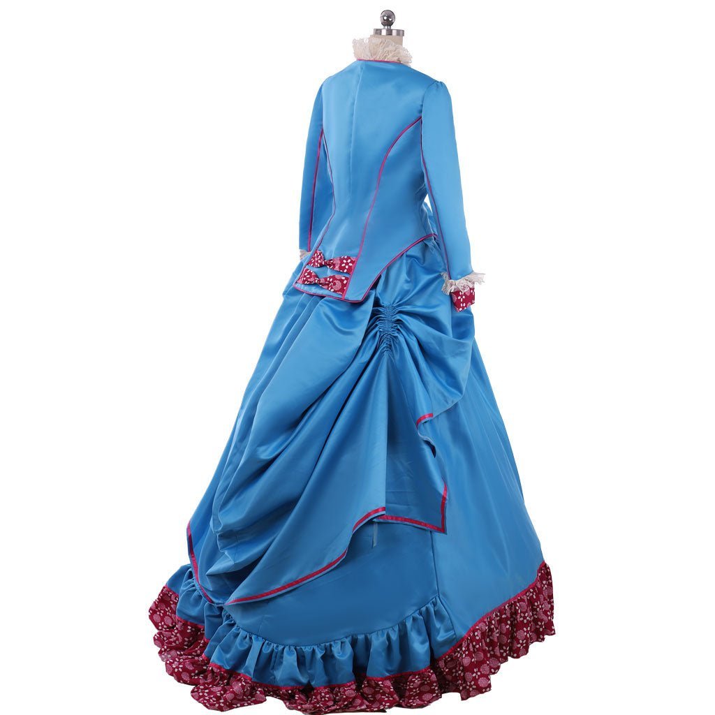 Victorian Blue Civil War Bustle Ball Gown Costume - Custom-Made Historical Dress for Women | Astricos-Astricos