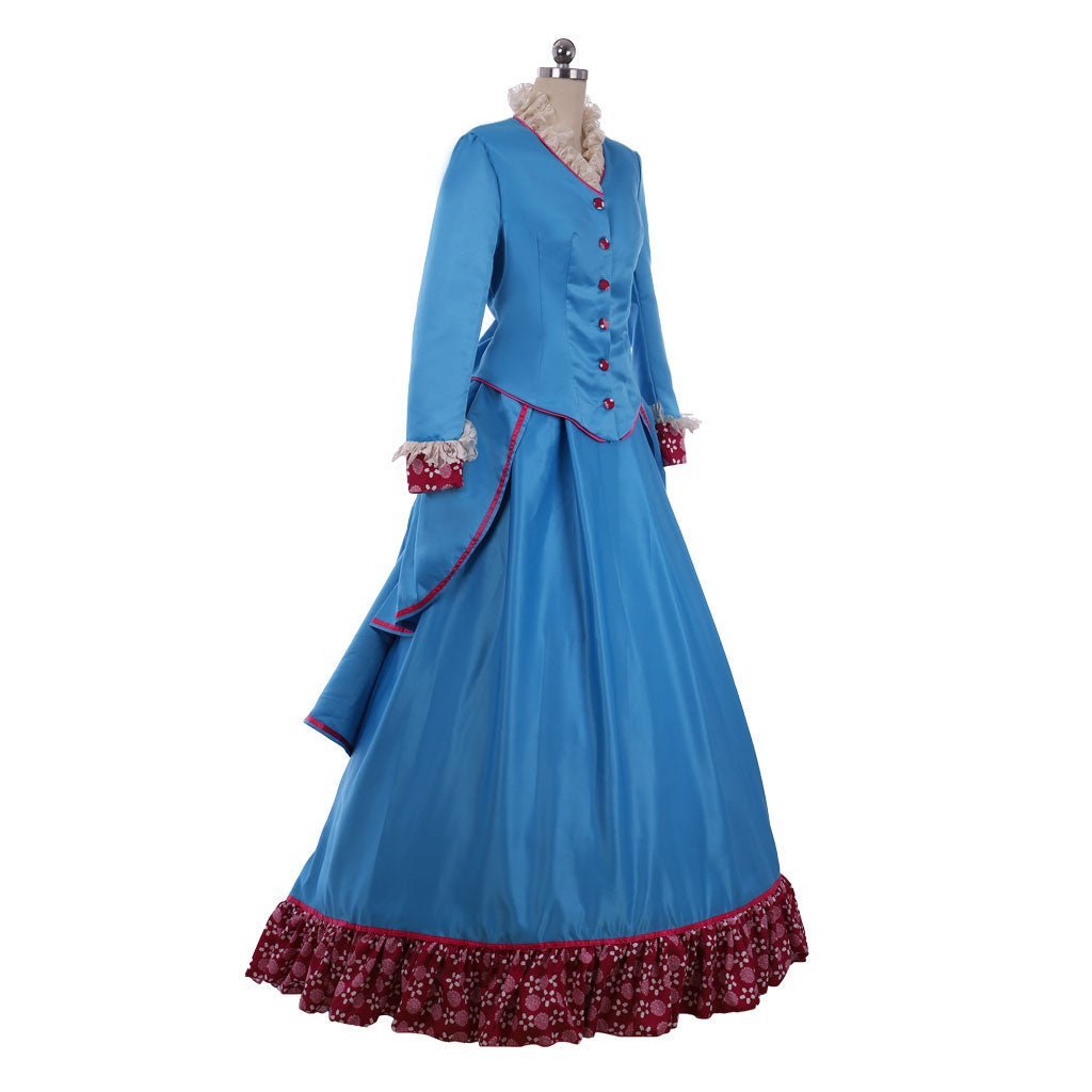 Victorian Blue Civil War Bustle Ball Gown Costume - Custom-Made Historical Dress for Women | Astricos-Astricos