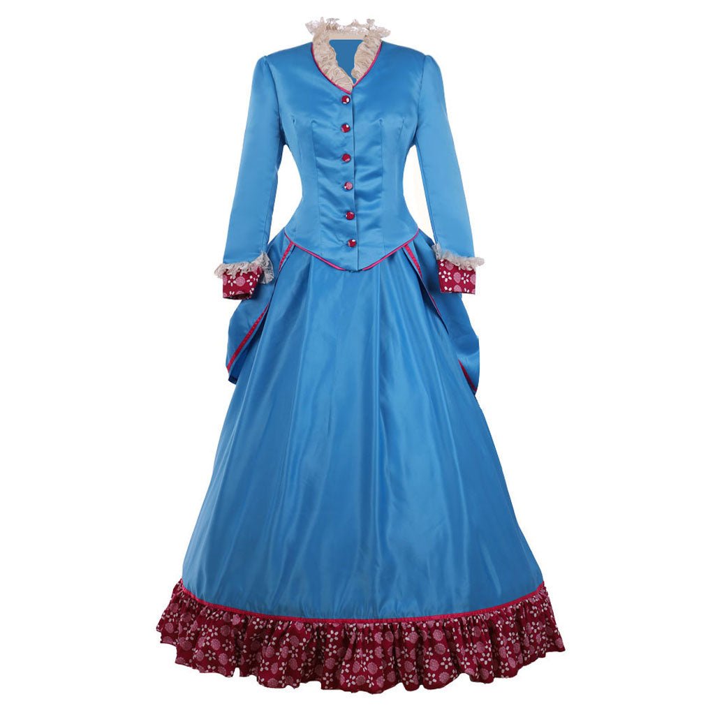 Victorian Blue Civil War Bustle Ball Gown Costume - Custom-Made Historical Dress for Women | Astricos-Astricos