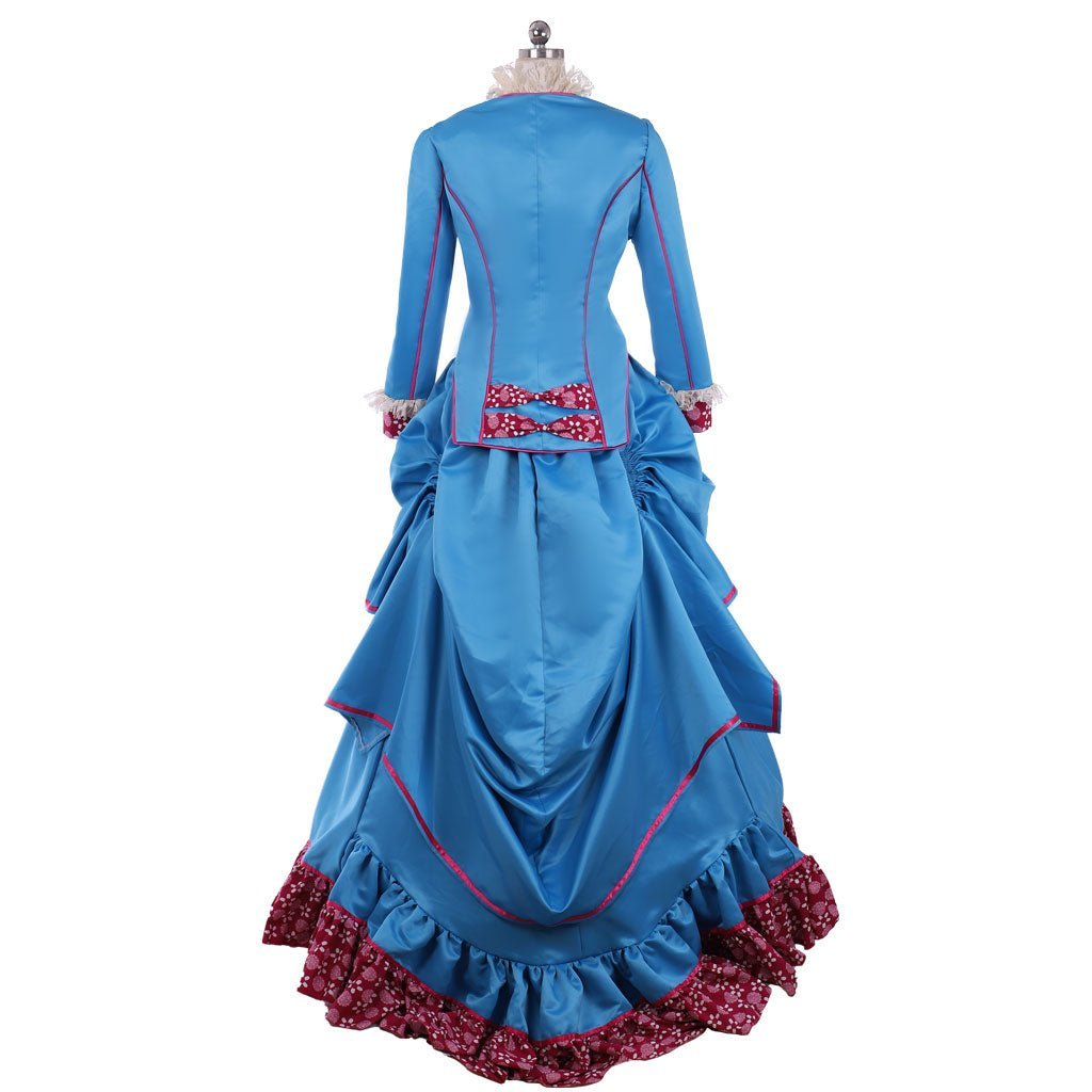 Victorian Blue Civil War Bustle Ball Gown Costume - Custom-Made Historical Dress for Women | Astricos-Astricos