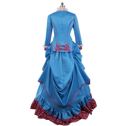 Victorian Blue Civil War Bustle Ball Gown Costume - Custom-Made Historical Dress for Women | Astricos-Astricos