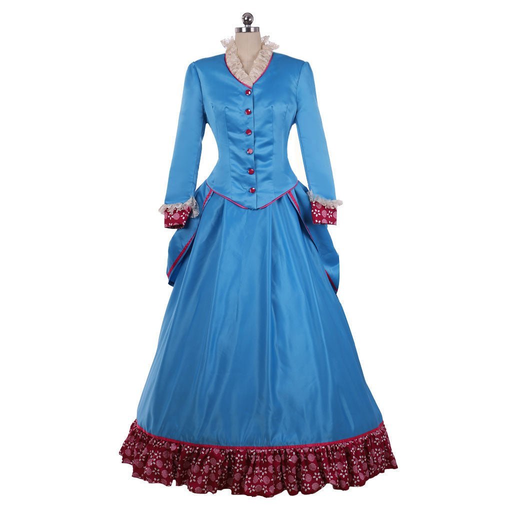 Victorian Blue Civil War Bustle Ball Gown Costume - Custom-Made Historical Dress for Women | Astricos-Astricos