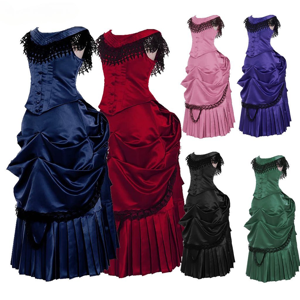 Victorian Bustle Gown | Elegant Queen’s Gothic Georgian Dress for Masquerade & Reenactment-Astricos
