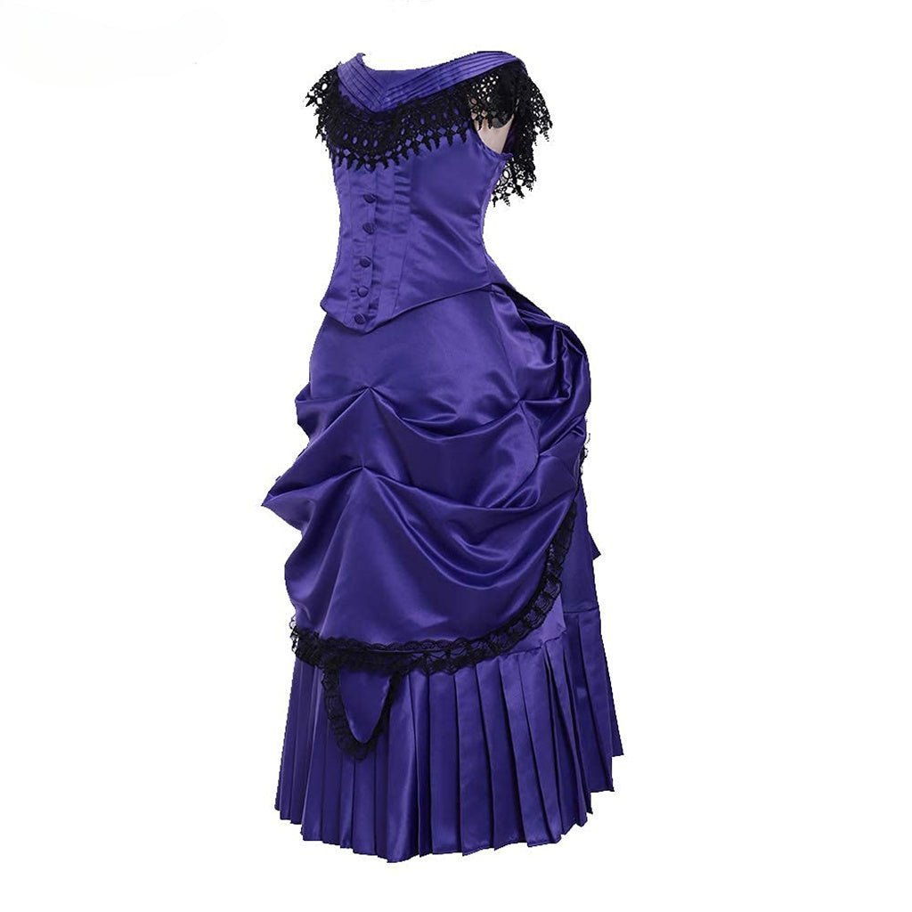 Victorian Bustle Gown | Elegant Queen’s Gothic Georgian Dress for Masquerade & Reenactment-Astricos