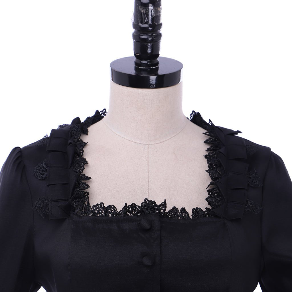 Victorian Gothic Black Ball Gown | Medieval Queen Tudor Baroque Dress | Astricos-Astricos