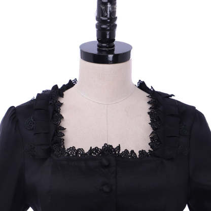 Victorian Gothic Black Ball Gown | Medieval Queen Tudor Baroque Dress | Astricos-Astricos