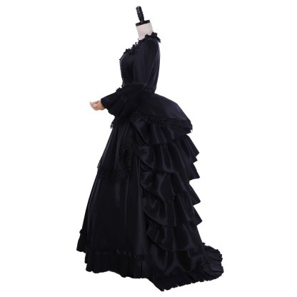 Victorian Gothic Black Ball Gown | Medieval Queen Tudor Baroque Dress | Astricos-Astricos