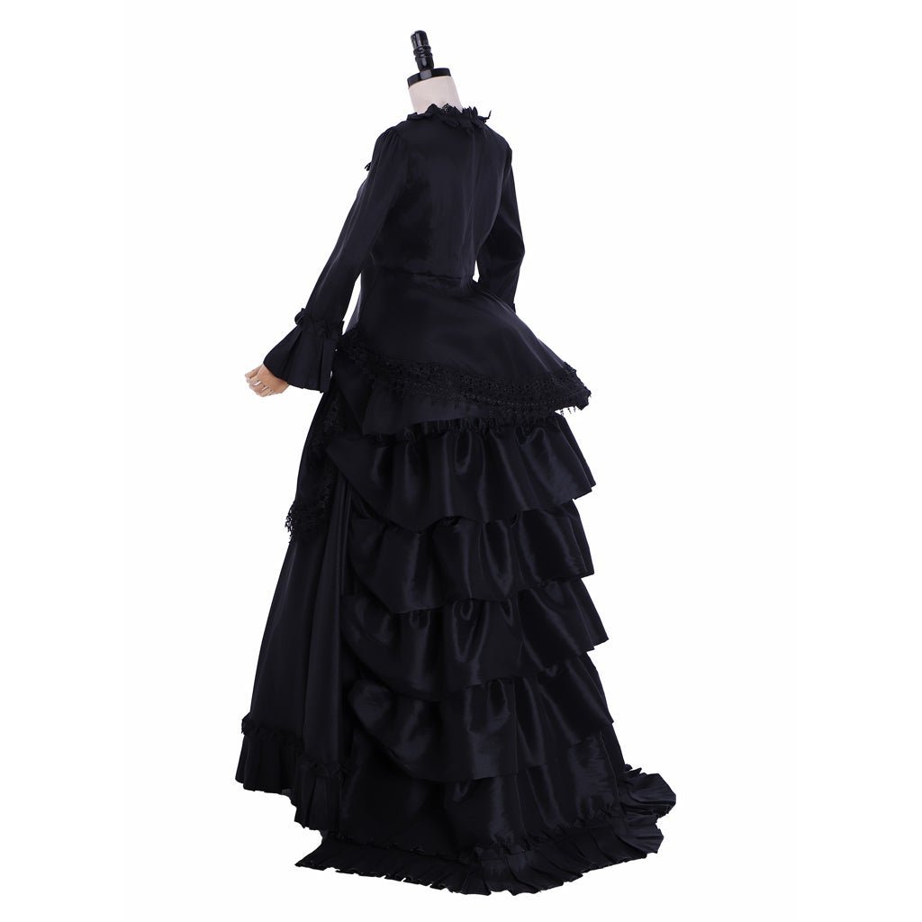 Victorian Gothic Black Ball Gown | Medieval Queen Tudor Baroque Dress | Astricos-Astricos
