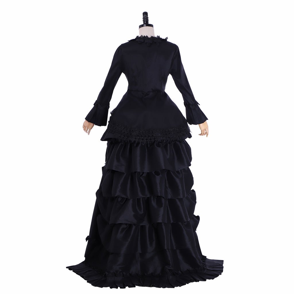 Victorian Gothic Black Ball Gown | Medieval Queen Tudor Baroque Dress | Astricos-Astricos