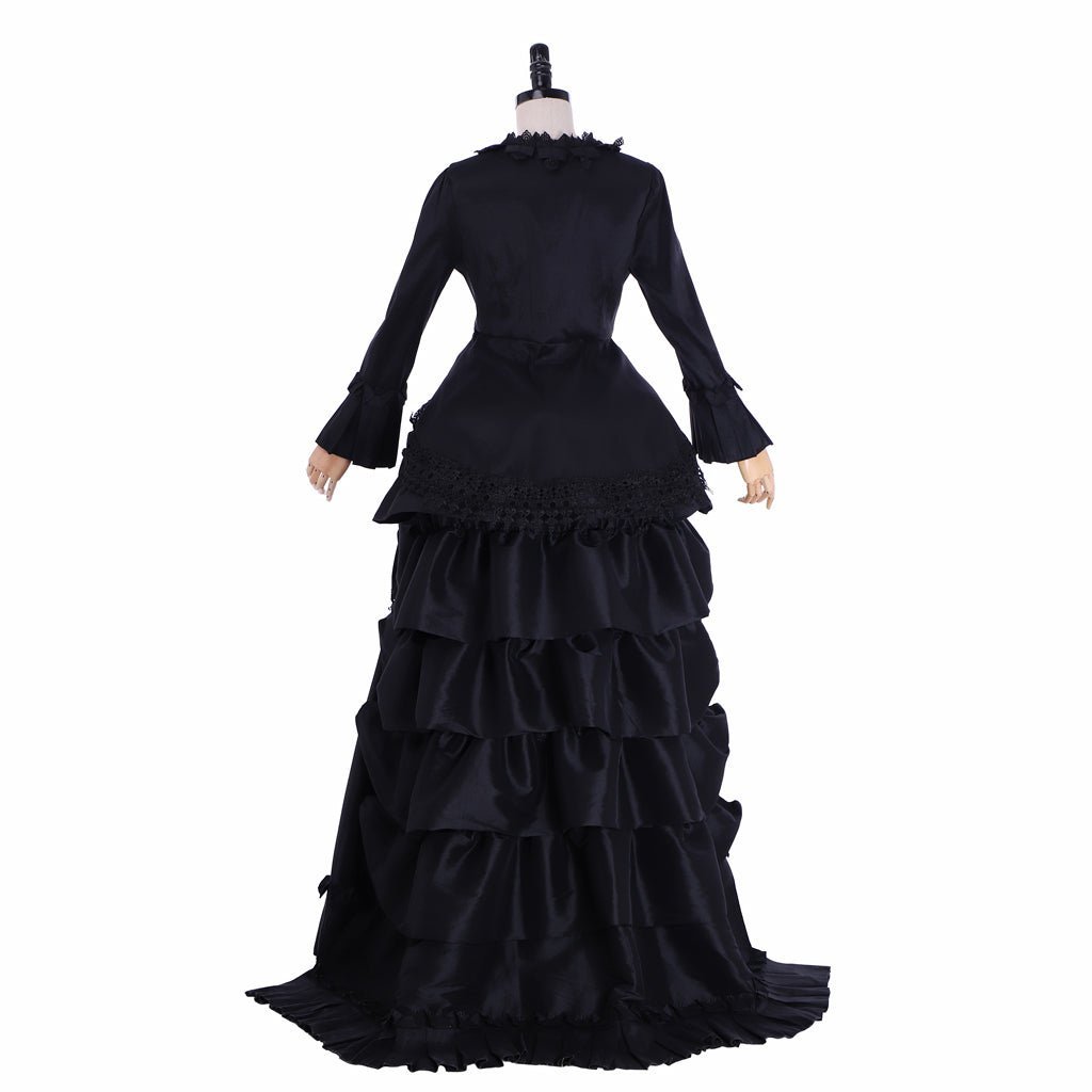 Victorian Gothic Black Ball Gown | Medieval Queen Tudor Baroque Dress | Astricos-Astricos