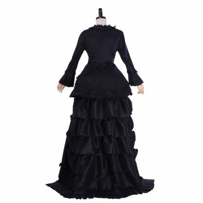 Victorian Gothic Black Ball Gown | Medieval Queen Tudor Baroque Dress | Astricos-Astricos