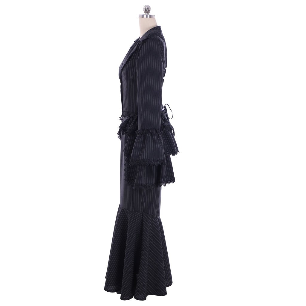 Victorian Gothic Black Bustle Gown Dress - Corset & Steampunk Skirt for Cosplay-Astricos