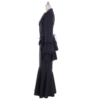 Victorian Gothic Black Bustle Gown Dress - Corset & Steampunk Skirt for Cosplay-Astricos